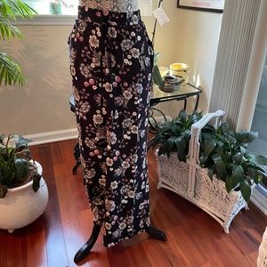 Wide Leg Floral Print Pants